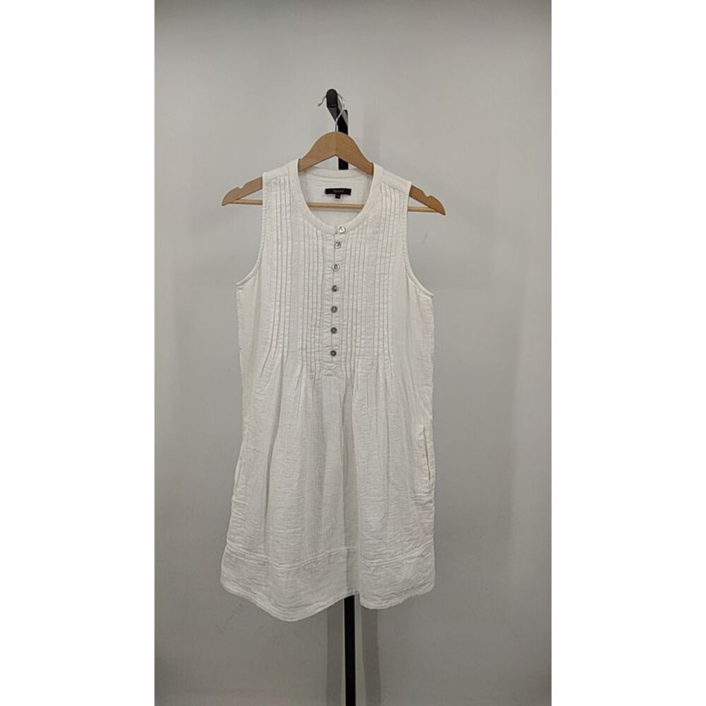 Quince White Sleeveless Pintuck Cotton Dress